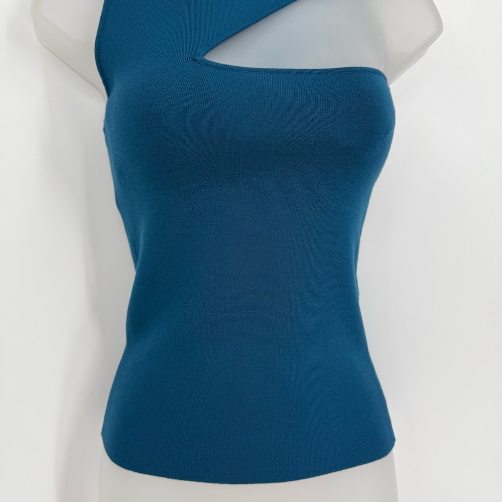 Alice + Olivia Kiki Blue-green mock neck Cutout Tank  Size Small Sleeveless - Picture 3 of 9